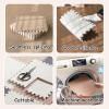 12pcs Patchwork Foam Mat, Floor Mat with Linen Fabric Top, 30x30x1cm Thicken Interlocking Carpet Tiles, Soft EVA Foam Tiles Square Rugs for Exercise, Yoga(Color:Dark Blue) view 3