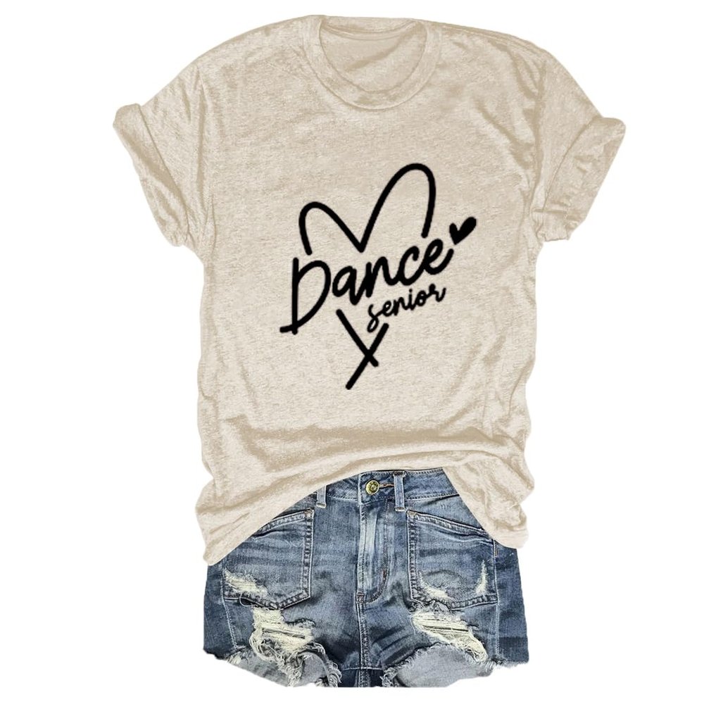 Dance Senior Shirts, Dance Team Senior T Shirt for Women, Senior Dance Mom Graphic Tees, Dancer Gift, Mother's Day Beige