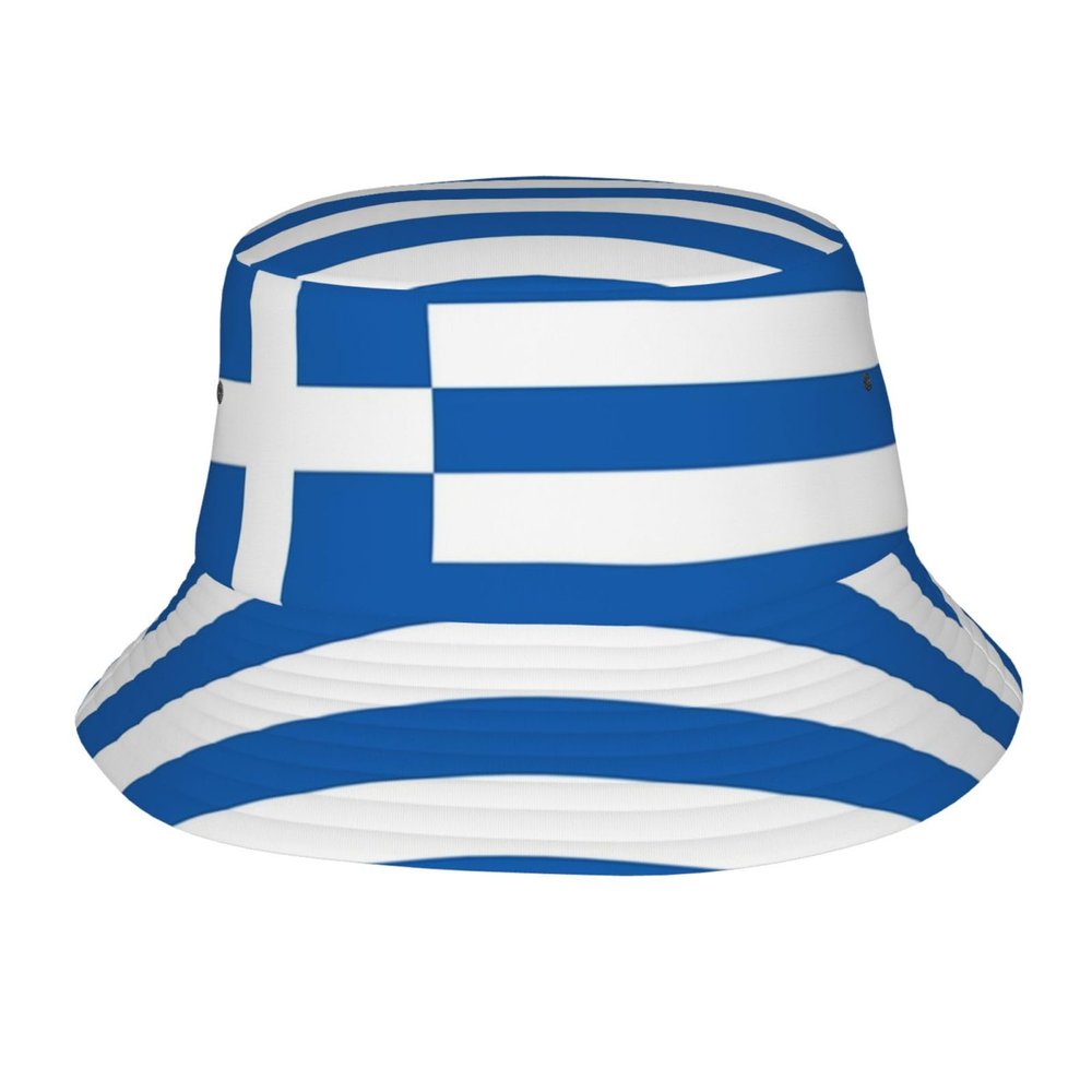 Cute Greece Greek Flag Bucket Hat for Women Men Unisex Sun Cap Packable Outdoor Greece Fisherman Hat Headwear