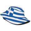 Cute Greece Greek Flag Bucket Hat for Women Men Unisex Sun Cap Packable Outdoor Greece Fisherman Hat Headwear view 2