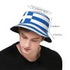 Cute Greece Greek Flag Bucket Hat for Women Men Unisex Sun Cap Packable Outdoor Greece Fisherman Hat Headwear view 3
