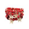 Pingyongchang Stackable Beaded Bracelets for Women Multi-Layer Mixed Color Beaded Stretch Bracelet Crystal Stone Heart Letter Gold Charm Gemstone Bangles for Women Men Boho Summer Beach Jewelry-B Red view 1