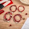 Pingyongchang Stackable Beaded Bracelets for Women Multi-Layer Mixed Color Beaded Stretch Bracelet Crystal Stone Heart Letter Gold Charm Gemstone Bangles for Women Men Boho Summer Beach Jewelry-B Red view 3