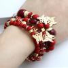 Pingyongchang Stackable Beaded Bracelets for Women Multi-Layer Mixed Color Beaded Stretch Bracelet Crystal Stone Heart Letter Gold Charm Gemstone Bangles for Women Men Boho Summer Beach Jewelry-B Red view 4