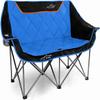 FAIR WIND Oversized Fully Padded Camping Chair Folding Loveseat Camping Couch Double Duo Chair Heavy Duty Quad Fold Arm Chair with Cup Hold - Supports 650 LBS Blue view 1