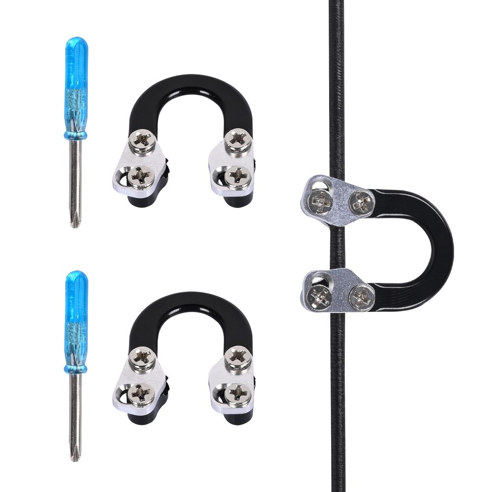 SPG 2 Sets Archery D Loop, Archery Metal D Loop for Compound Bow Release Nocking Loop with Screwdrivers Mounted on Bowstring Screw Reinforcement Compound Bow Accessories Hunting