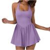 NineFit Basics Tennis Dress for Women with Built-in Shorts and Bra Athletic Workout Exercise Adjustable Strap Dresses Golf Skirts, Medium, A04_purple view 1