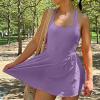 NineFit Basics Tennis Dress for Women with Built-in Shorts and Bra Athletic Workout Exercise Adjustable Strap Dresses Golf Skirts, Medium, A04_purple view 3