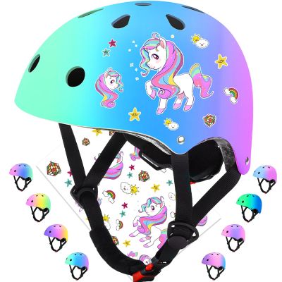 Wemfg Color Gradient Adjustable Kids Bike Helmet Toddler Helmets for 5+ Girls Boys Child Helmet for Multi-Sports Skateboarding Cycling Scooter Roller Skating Balance Bike