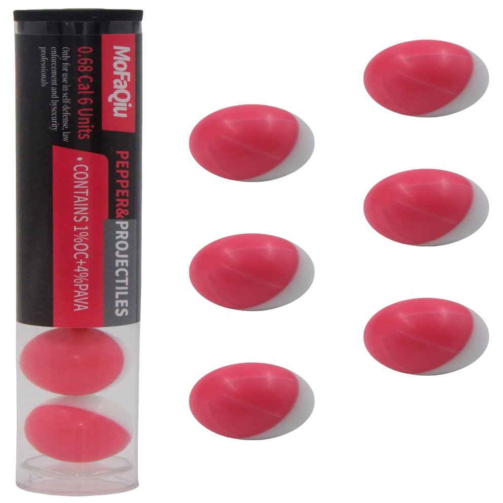 68 Cal (1% OC+4% PAVA) Pepper Balls,racture Groove Design,Laser Seamless Welding,nanometer Powder Ultrafine, Diffusion Radius Increased by 80%,Compatible All .68 Caliber transmitters.