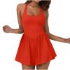 NineFit Basics Tennis Dress for Women with Built-in Shorts and Bra Athletic Workout Exercise Adjustable Strap Dresses Golf Skirts, X-Large, A04_red view 1