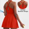 NineFit Basics Tennis Dress for Women with Built-in Shorts and Bra Athletic Workout Exercise Adjustable Strap Dresses Golf Skirts, X-Large, A04_red view 2