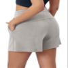 ODODOS Modal Soft Relaxed Shorts for Women Adjustable Shockcord High Waist Casual Shorts with Pockets - 4" Inseam, Light Gray, Medium view 2