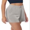 ODODOS Modal Soft Relaxed Shorts for Women Adjustable Shockcord High Waist Casual Shorts with Pockets - 4" Inseam, Light Gray, Medium view 4