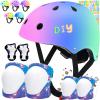 Comforhous Color Gradient Kids Bike Helmet and Pads Adjustable Helmet for Kids Protective Gear Set with Elbow Knee Pads Wrist Guards for Cycling Bicycle view 1
