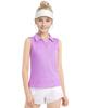 Auranso Girls Sleeveless Polo Shirts V-Neck Golf Tennis T-Shirts with Collared Quick Dry Tank Tops Purple 7-8 Years