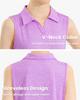 Auranso Girls Sleeveless Polo Shirts V-Neck Golf Tennis T-Shirts with Collared Quick Dry Tank Tops Purple 7-8 Years view 4