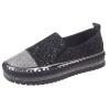 EBEZCPRK Women's Fashion Glitter Slip On Sneakers,Casual Fashion Slip-On Sparkle Bling Flat Loafers, Women Rhinestone Platform Loafers (Black,6) view 1