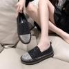 EBEZCPRK Women's Fashion Glitter Slip On Sneakers,Casual Fashion Slip-On Sparkle Bling Flat Loafers, Women Rhinestone Platform Loafers (Black,6) view 4