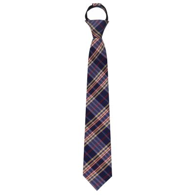 Luckyvestir Boys Tie, Kids Ties for Boys Girls, 15" Pretied Plaid Zipper Tie for Graduation (Age 8-14) (A:Navy blue,yellow,red)