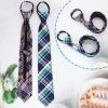 Luckyvestir Boys Tie, Kids Ties for Boys Girls, 15" Pretied Plaid Zipper Tie for Graduation (Age 8-14) (A:Navy blue,yellow,red) view 2