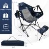 KOTEK Hammock Chair, Portable Camping Chair with Retractable Footrest, Adjustable Backrest, Headrest, Cup Holder & Carry Bag, Folding Rocking Chair for Outdoor Lawn Patio Travel Picnic Fishing (Navy) view 3