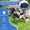 KOTEK Hammock Chair, Portable Camping Chair with Retractable Footrest, Adjustable Backrest, Headrest, Cup Holder & Carry Bag, Folding Rocking Chair for Outdoor Lawn Patio Travel Picnic Fishing (Navy) view 4