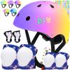 Comforhous Color Gradient Kids Bike Helmet and Pads Adjustable Helmet for Kids Protective Gear Set with Elbow Knee Pads Wrist Guards for Cycling Bicycle view 1