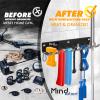 Gym Storage Organizer, Wall Mount Barbell Holder, Multi-Purpose Garage Gym Equipment Wall Rack, Barbell Hanger, Space Saving Gym Attachment Rack for Resistance Bands, Jump Ropes, Lifting Belt view 2