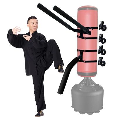 Wing Chun Dummy Wooden Man Pile, Bundled Stick Type Dummy Martial Arts Training Device, Multifunction Wing Chun Kung Fu Spring Pile, with Straps, for Home Soft Object (Color : Complete Set)