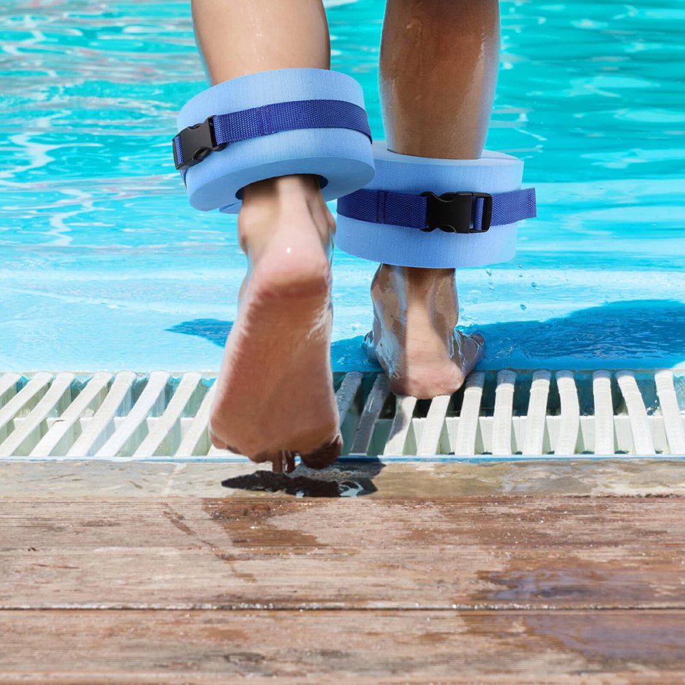 2 Pcs Foam Swim Aquatic Cuffs Blue Ankles Arms Belts with Quick Release Buckle Water Aerobics Float Ring Fitness Exercise Set for Swim Fitness Training(#1)