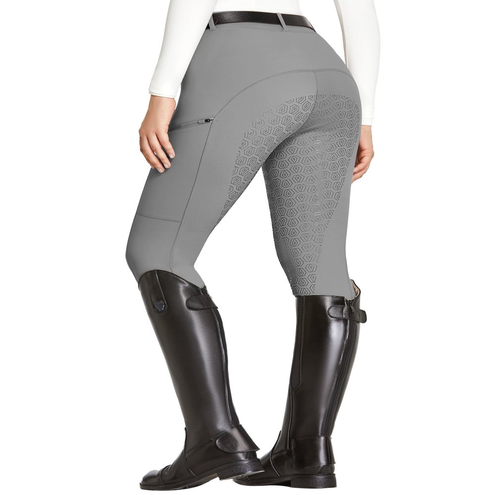 FitsT4 Sports Women's Full Seat Breeches High Waist Horse Riding Pants Grey