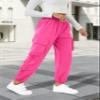 COPYLEAF Womens Parachute Cargo Pants with Pockets Quick Dry Hiking Pants Lightweight Water-Resistant Baggy Joggers(Hot Pink XS) view 2