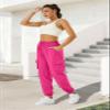 COPYLEAF Womens Parachute Cargo Pants with Pockets Quick Dry Hiking Pants Lightweight Water-Resistant Baggy Joggers(Hot Pink XS) view 4
