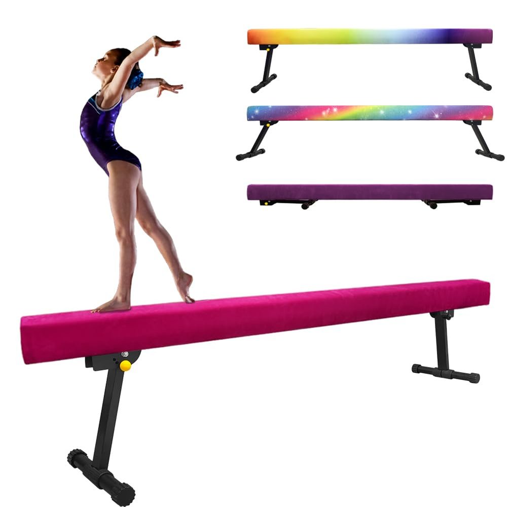 86 York 6ft/8ft Gymnastics Balance Beam, High and Low Floor Beam Gymnastics Equipment for Kids/Adults,Gymnastics Beam for Training,Physical Therapy and Professional Home Training with Legs