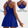 NineFit Basics Tennis Dress for Women with Built-in Shorts and Bra Athletic Workout Exercise Adjustable Strap Dresses Golf Skirts, X-Large, A04_blue view 3