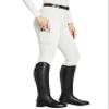 FitsT4 Sports Women's Full Seat Riding Tights with Zipper Pockets Horseback Riding Pants Equestrian Breeches for Women White 2XL view 2