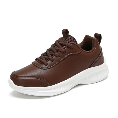 DMGYCK Womens Walking Tennis Shoes - Slip On Memory Foam Lightweight Casual Sneakers for Gym Travel Work Leather Sneakers for Women (Color : Brown, Size : 8)