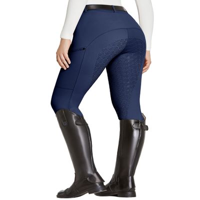 FitsT4 Sports Women's Full Seat Riding Tights with Zipper Pockets Horseback Riding Pants Equestrian Breeches for Women Blue S