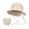 Girls Summer Straw Hat with Cross Body Bag Lovely Princess Buckst Hat Mini Purse Set Baby Girl Beach Sun Cap for Kids Beige view 4