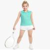 Auranso Girls Sleeveless Polo Shirts V-Neck Golf Tennis T-Shirts with Collared Quick Dry Tank Tops Green 7-8 Years view 2