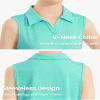 Auranso Girls Sleeveless Polo Shirts V-Neck Golf Tennis T-Shirts with Collared Quick Dry Tank Tops Green 7-8 Years view 3