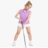 Auranso Girls Sleeveless Polo Shirts V-Neck Golf Tennis T-Shirts with Collared Quick Dry Tank Tops Purple 9-10Years view 2