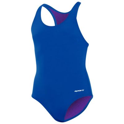 Sporti Girls' Solid Racer Back One-Piece Swimsuit - Bathing Suits for Girl, Comfortable Girls One Piece Swimsuits - Royal - X-Large (14/16)