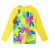 Girl's Two-Piece Long Sleeve Swimsuits UPF50+ Rash Guard Kids Bathing Suit S379_YellowFlower_10A view 2