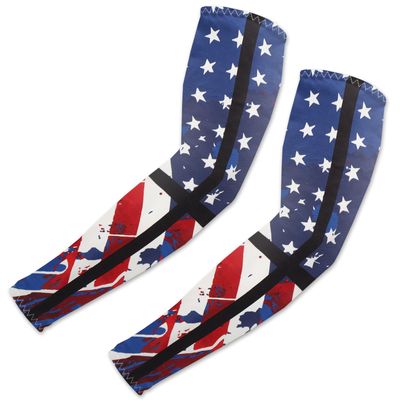Habbiful 4th of July Arm Sleeves For Men Women Patriotic Arm Sleeves For Independence Day Memorial Day Decoration UV Sun Protection Sport Compression Sleeves Blue One Size