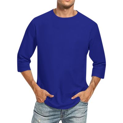3/4 Sleeve Shirts Mens Casual Crew Neck Baseball Funny T Shirts Hawaiian Crewneck Tee Slim Fit Solid Three Quarter Sleeve Active Shirt