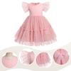 ABEWIP Girls Sequin Tulle Dress Rainbow Star Ruffle Sparkle Toddler Girl Kids Birthday Party Dress Toddler Bridesmaid Wedding Gown Dresses Pink Heart 110/4-5 Years view 4