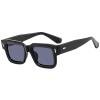 Square Sunglasses Women Vintage Rivets Sun Glasses Trending Clear Ocean Gradient Lens Shades UV400 Men Punk Sun Glasses (black) view 2