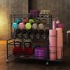 NineFit Basics Yoga Mat Holder, Yoga Mat Storage Rack, Home Gym Storage with Hooks and Wheels,Black view 1